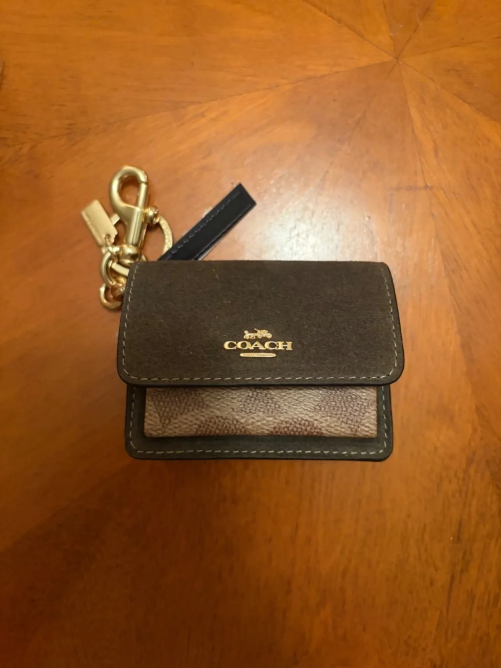 Coach Klare Bag Charm Green Suede With Tan Signature Canvas Brass Hardware  NWT
